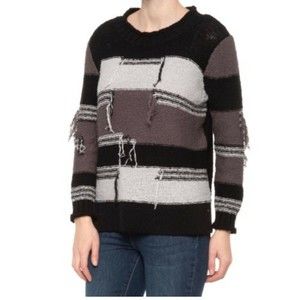 Akira Women's Distressed Gray Crew Neck Sweater 100% Cotton Knit size XL $60 NEW